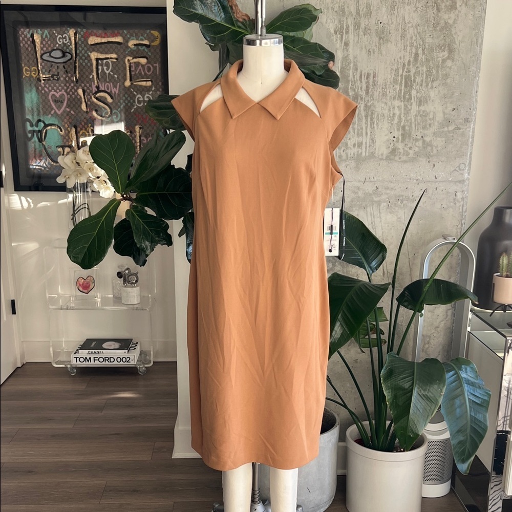 Calvin Klein Sleeveless Brown Midi Dress